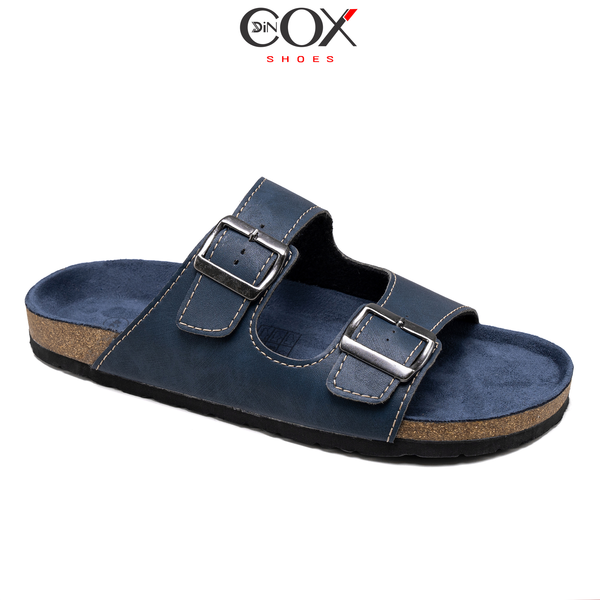 Dép Đế Trấu Nam 2 Khóa Navy DC01 Dincox