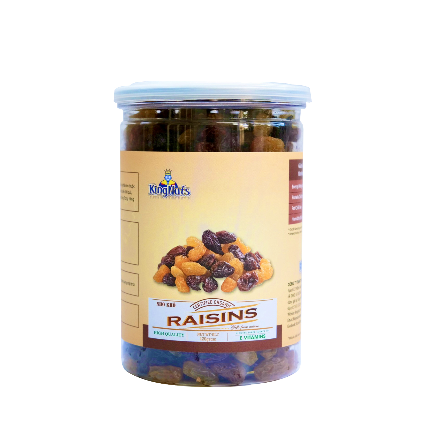 Nho khô 3 màu KingNuts không đường 250g, 420g - Dòng sản phẩm nho khô raisins giàu vitamin, ăn vặt, làm bánh, giảm cân