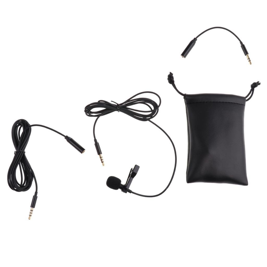 Black 3.5mm Lavalier Microphone with Microphone Adapter Cable for Smartphone