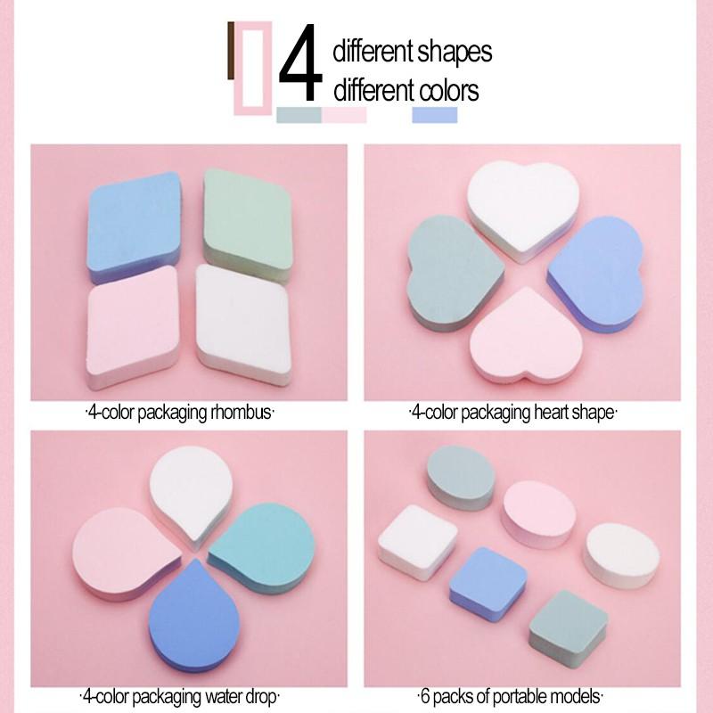 Bộ 4 miếng mút trang điểm SUAKE nhiều kiểu đa năng có thể sử dụng khô và ướt tiện lợi