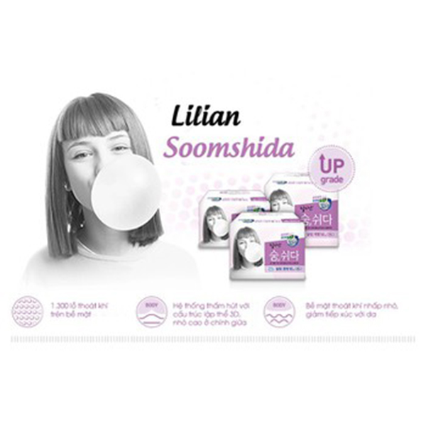 Băng vệ sinh Lilian Soomshida siêu mỏng cánh 3D Hàn Quốc Thêm khoá