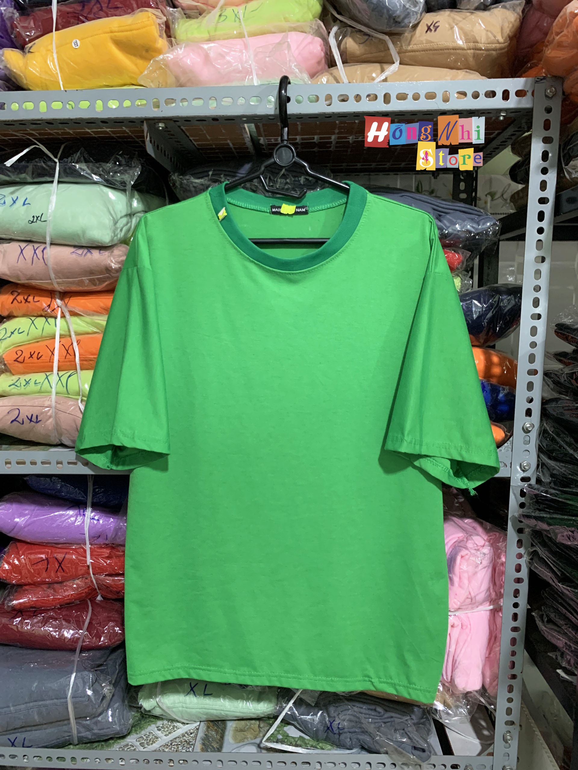 Áo Thun Tay Lỡ Trơn Oversize Dáng Rộng Màu Xanh Lá Unisex - MM
