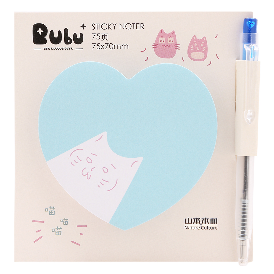 Giấy Note Tim - Kèm Bút Bubu BLTO-0040