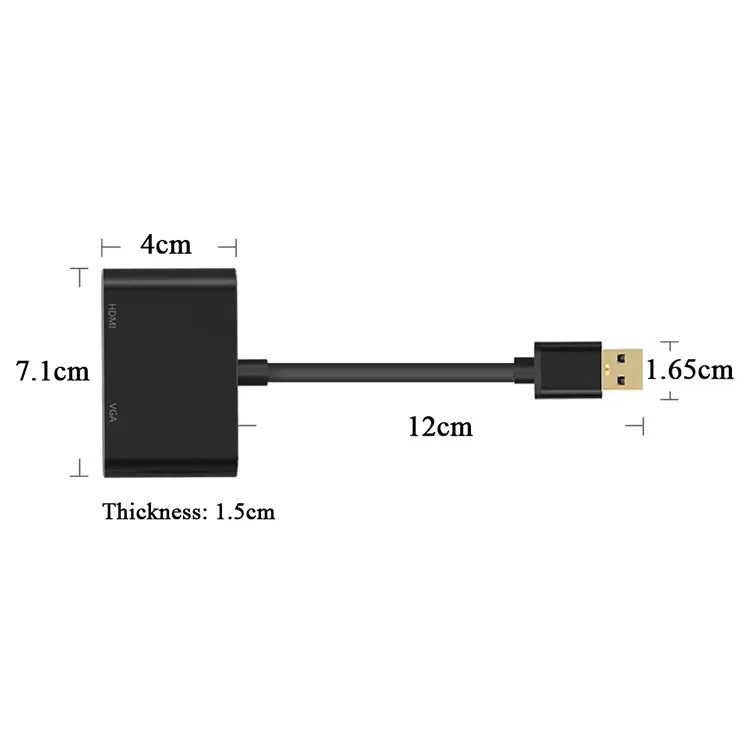 ROGTZ Cáp Chuyển USB 3.0 Ra HDMI Và VGA Hỗ Trợ Audio Cho Máy Tính, Laptop - Hàng Nhập Khẩu