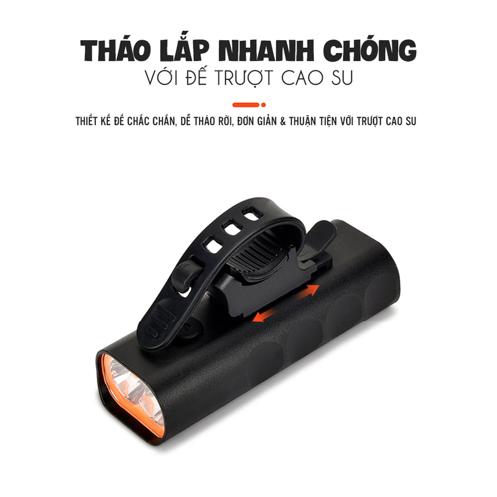 Đèn Xe Đạp Mini Nhỏ Gọn 2 Bóng LED T6 Độ Sáng Cao Vỏ Nhôm Chống Nước Dung Lượng Pin 2000mAh Sạc Điện Mai Lee