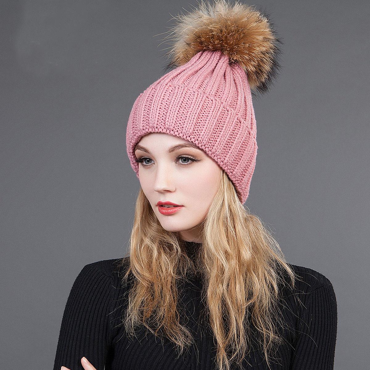 2022 Đơn Giản Mùa Đông Nón Nữ Dệt Kim Bò Nón Thực Gấu Trúc Lông Pompom Mũ Dành Cho Nữ Trẻ Em Ấm Chun Dày Co Giãn nón Lưỡi Trai