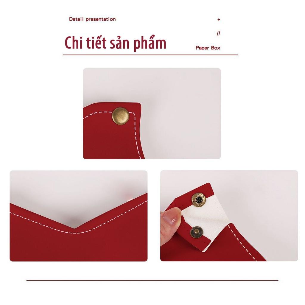 Hộp Da Đựng Giấy Hoặc Đựng Đồ Cá Nhân Màu Đỏ May Mắn
