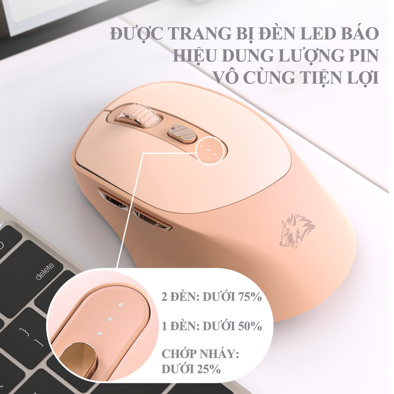 Chuột không dây X7 kết nối bằng Bluetooth và USB 2.4G sử dụng pin sạc tiện lợi với 5 mức độ DPI lên đến 4000