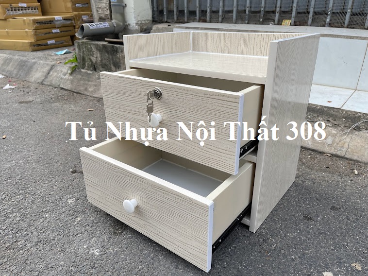 Tủ, Kệ Đầu Giường Nhựa Đài Loan Cao 45,5cm Ngang 43cm Sâu 31cm Màu Gỗ Sồi K193