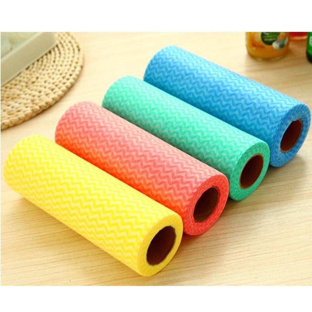 Cuộn Khăn Lau Nhà Bếp Lau Tay Bát Đĩa Đa Năng Chất Liệu Vải Không Dệt Siêu Thấm