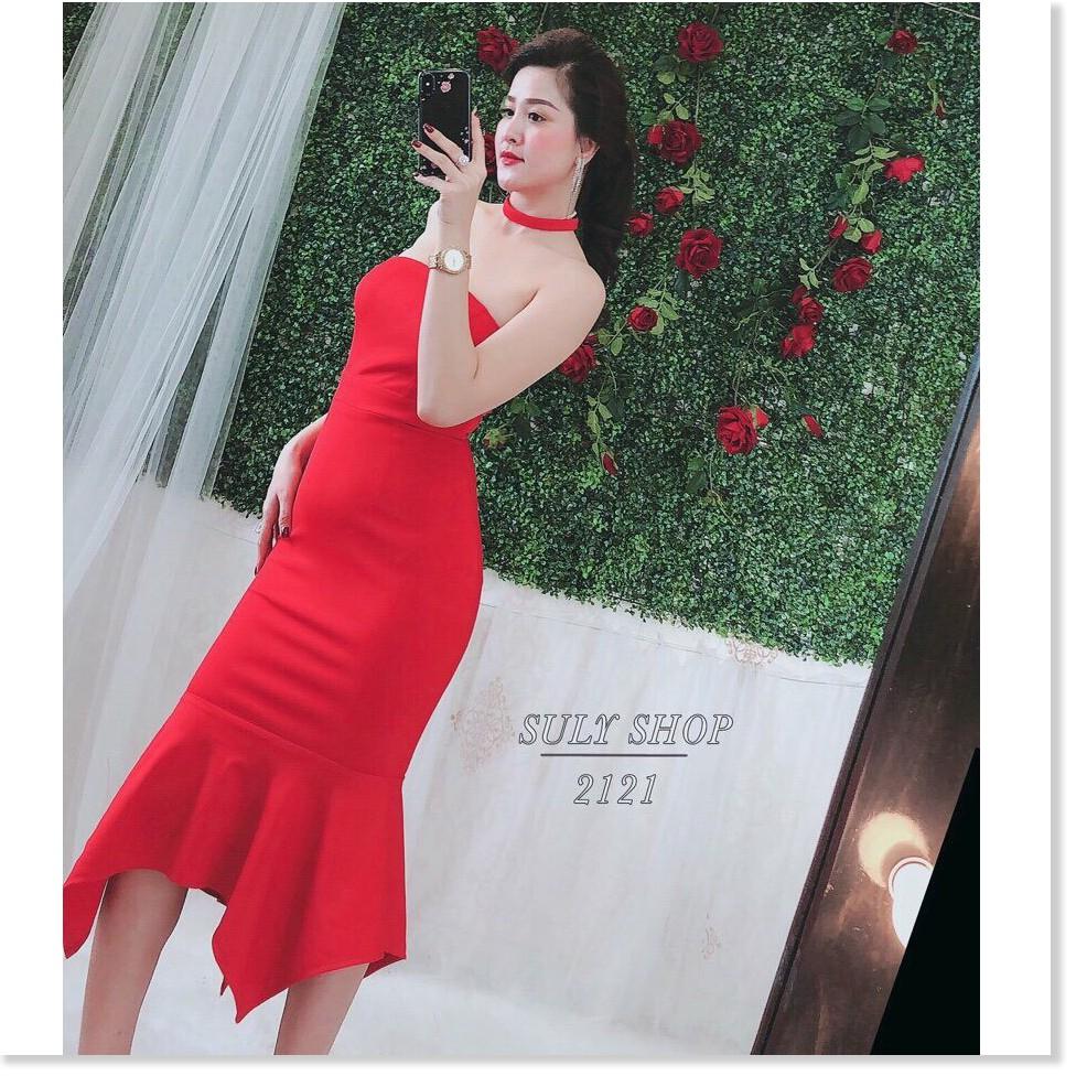 Đầm body đuôi cá cúp ngực - kèm nơ cổ hàng chuẩn shop