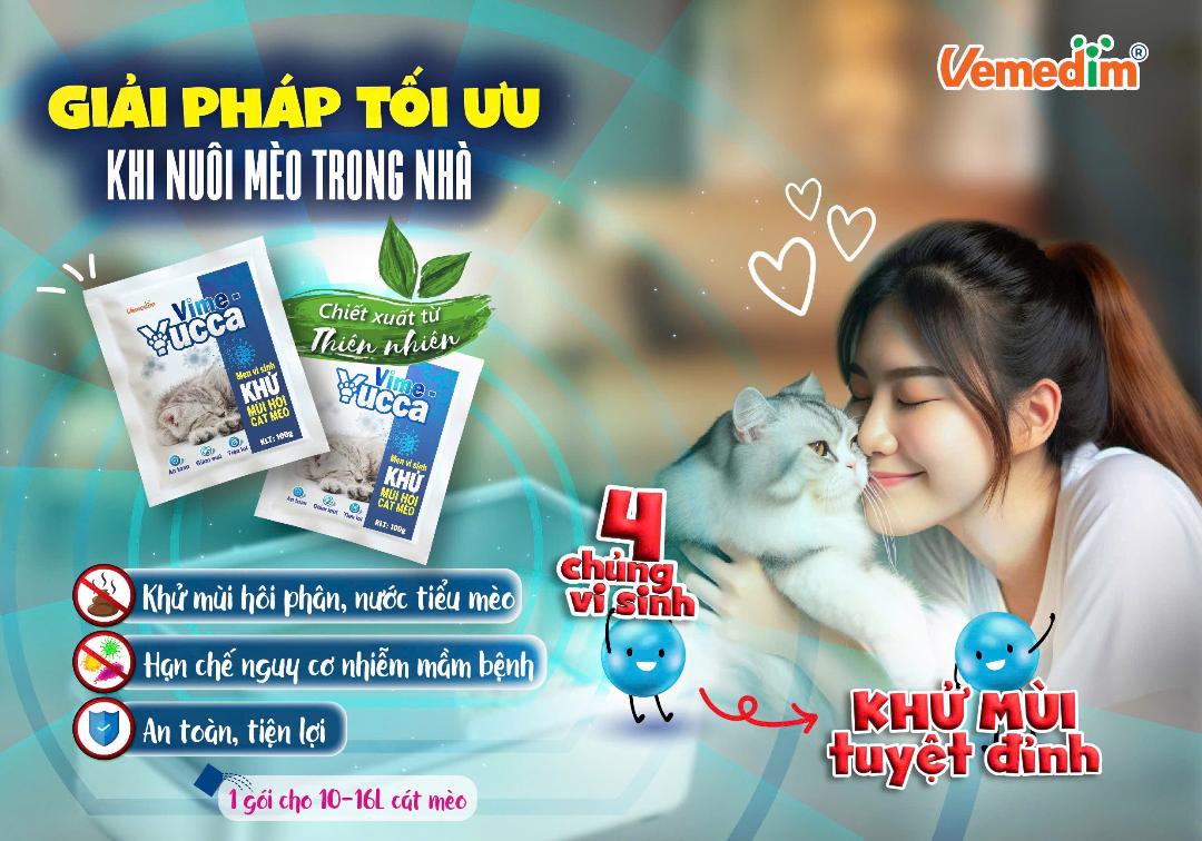 Vime Yucca khử mùi hôi cát mèo (Vemedim, gói 100g)