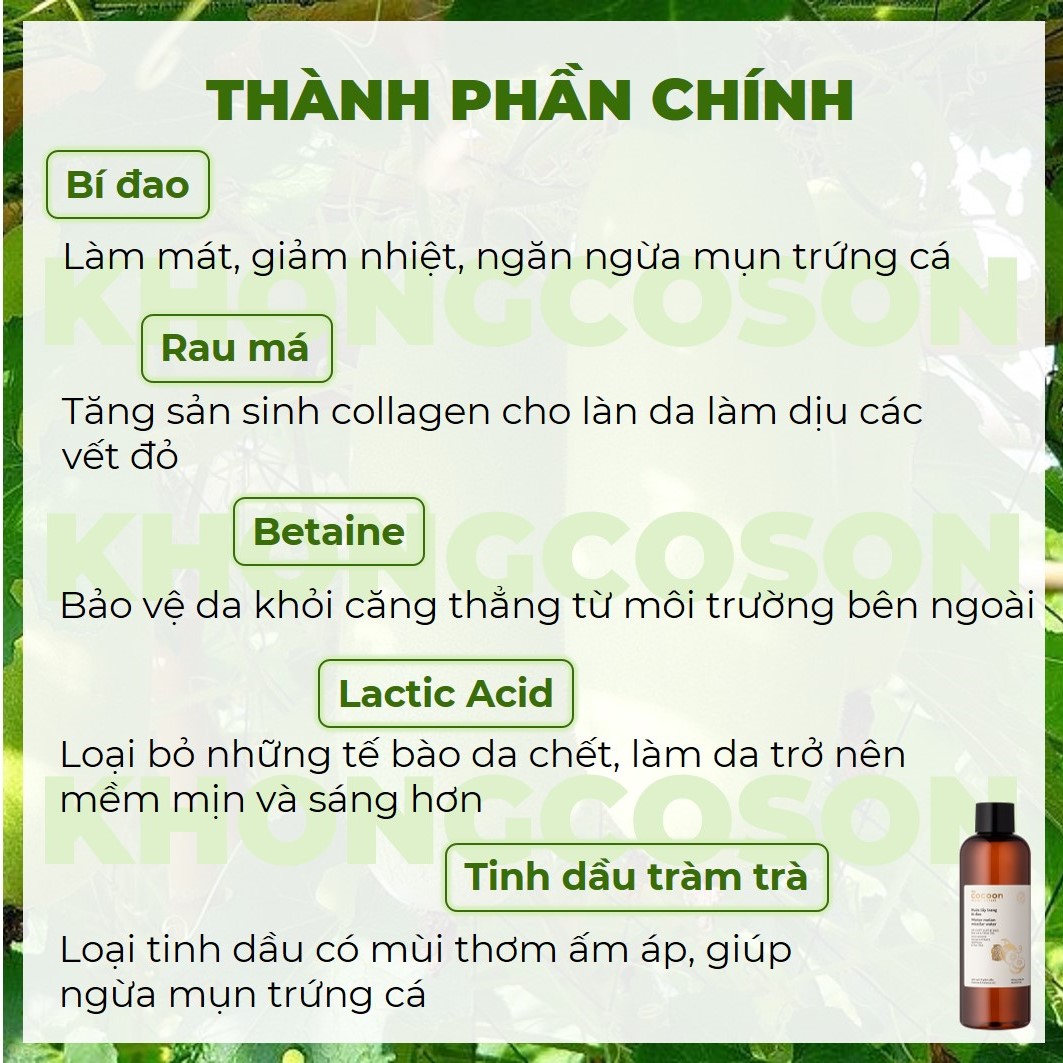 Nước Tẩy Trang Bí Đao Cocoon 140ml + Tặng Kèm Băng Đô Tai Mèo Màu Ngẫu Nhiên