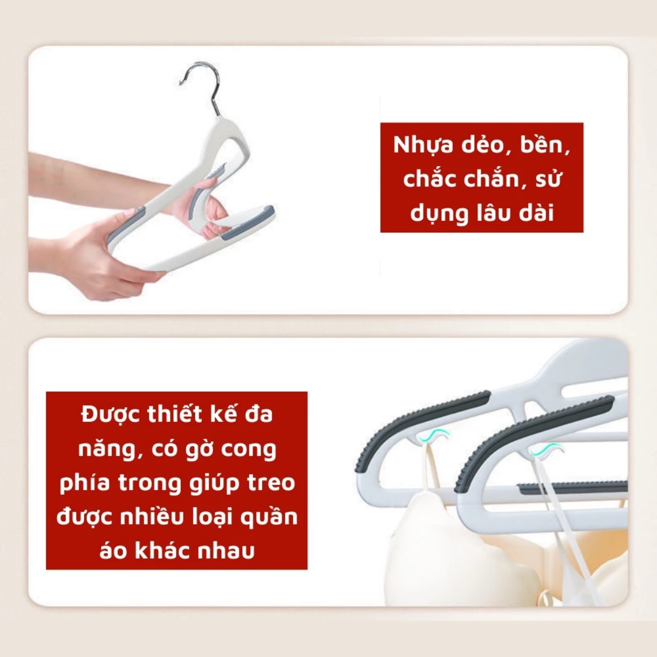 Combo 10 Móc Treo Quần Áo Chống Trượt Biến Dạng Quần Áo, Móc Áo Nhựa Cao Cấp Chịu Tải Lớn - HÀNG CHÍNH HÃNG MINIIN