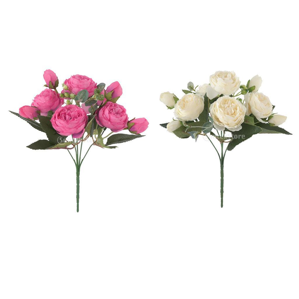1 Pair Artificial Peony Silk Flower Bouquet for Wedding DIY Home Decoration