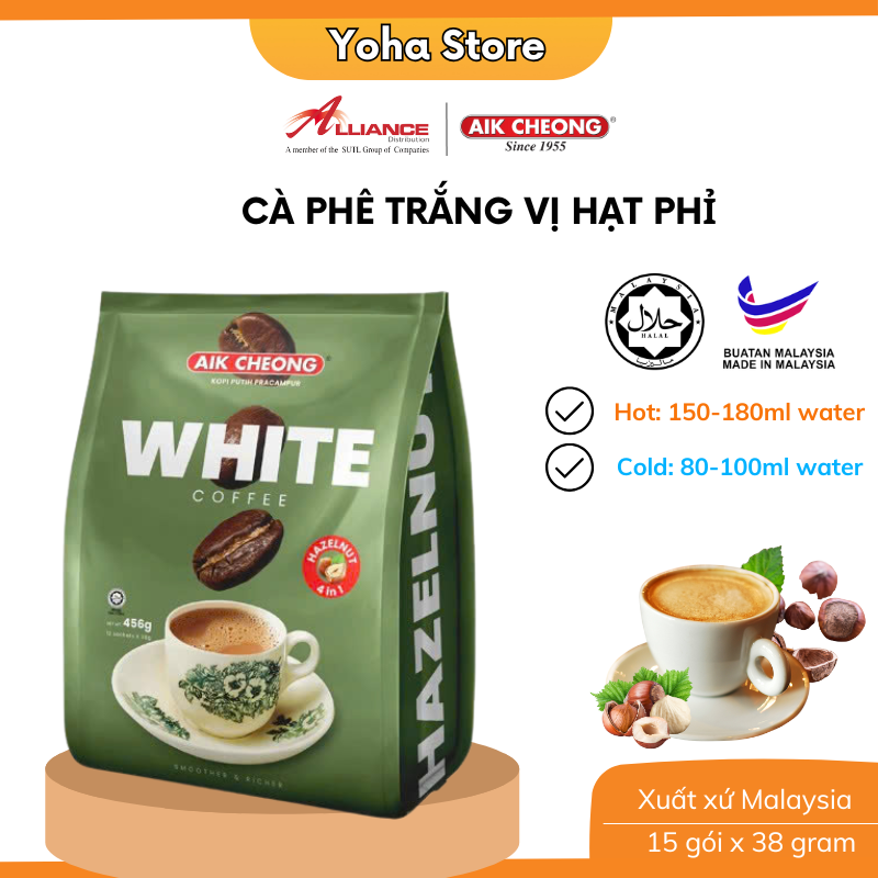 Cà Phê Trắng Hạt Phỉ 4 Trong 1 Aik Cheong (15 Gói x 40g)