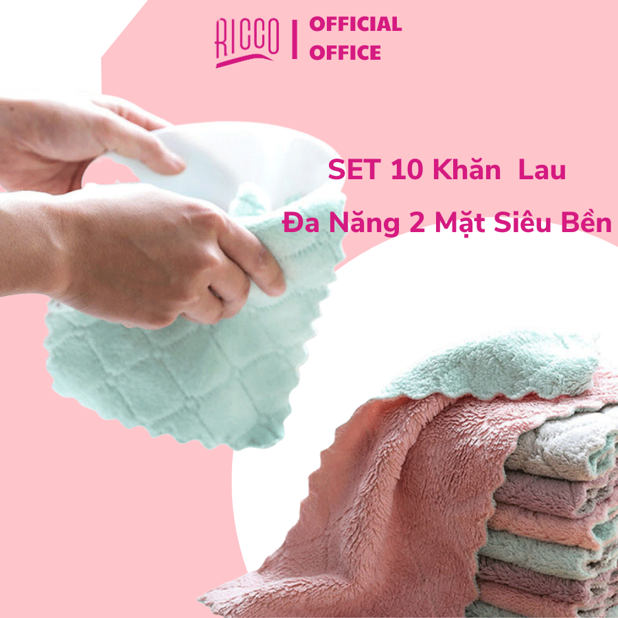 Set 10 Khăn Bông Lau Đa Năng 2 Mặt Siêu Mềm