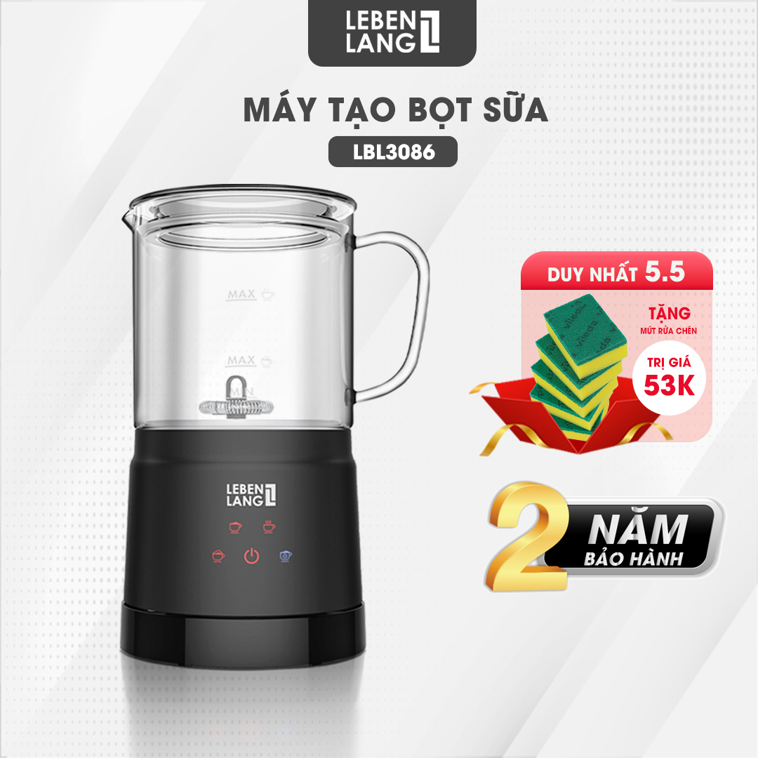 Máy đánh bọt cà phê, tạo bọt sữa LEBENLANG LBL3086, dung tích 400ml, 4 chế độ nóng lạnh , bảo hành 2 năm - hàng chính hãng