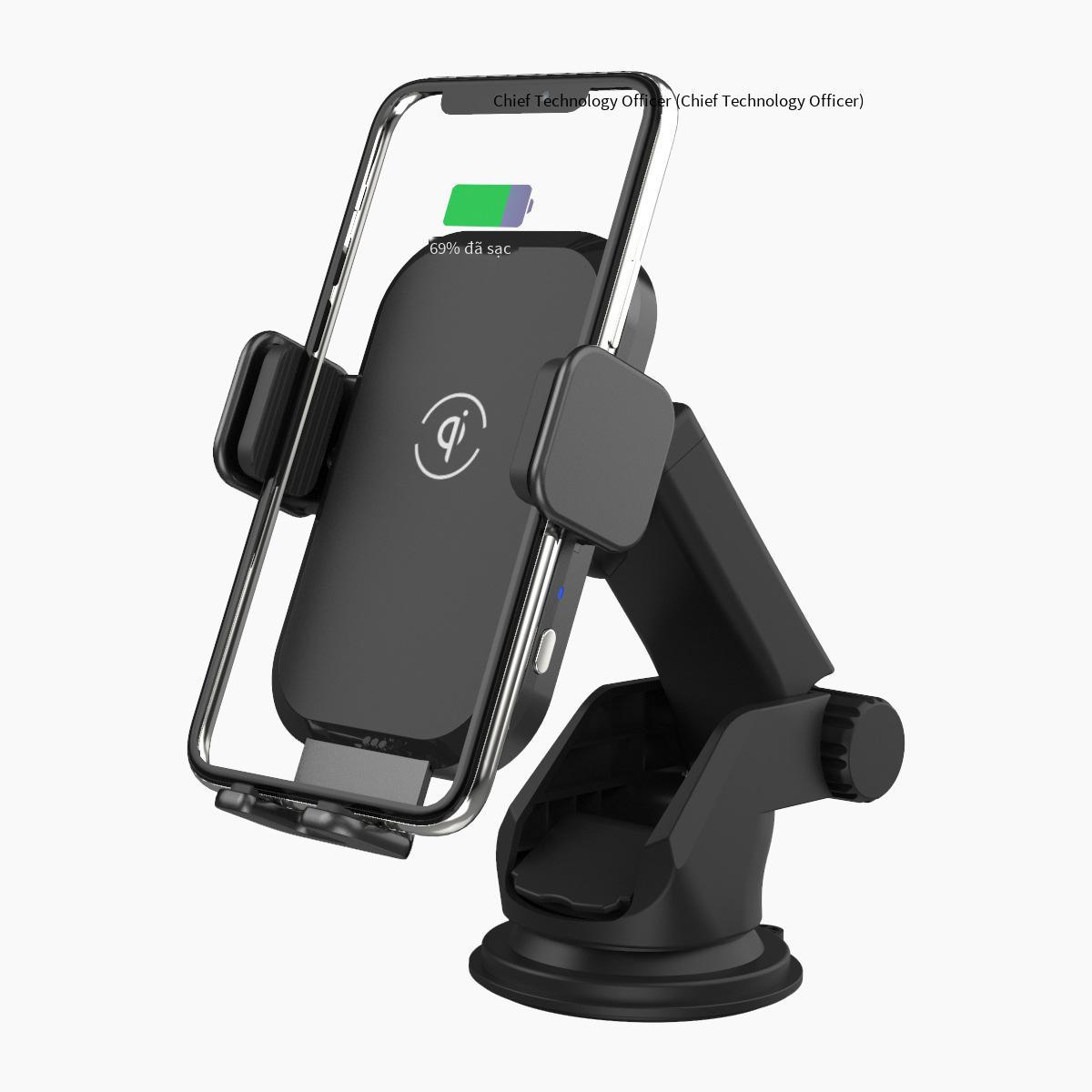 Ưu đãi đặc biệt Đầu vào điện thoại di động ô tô 15W được chứng nhận QI Hàn Quốc KC Giá đỡ thông minh Bộ sạc nhanh không dây