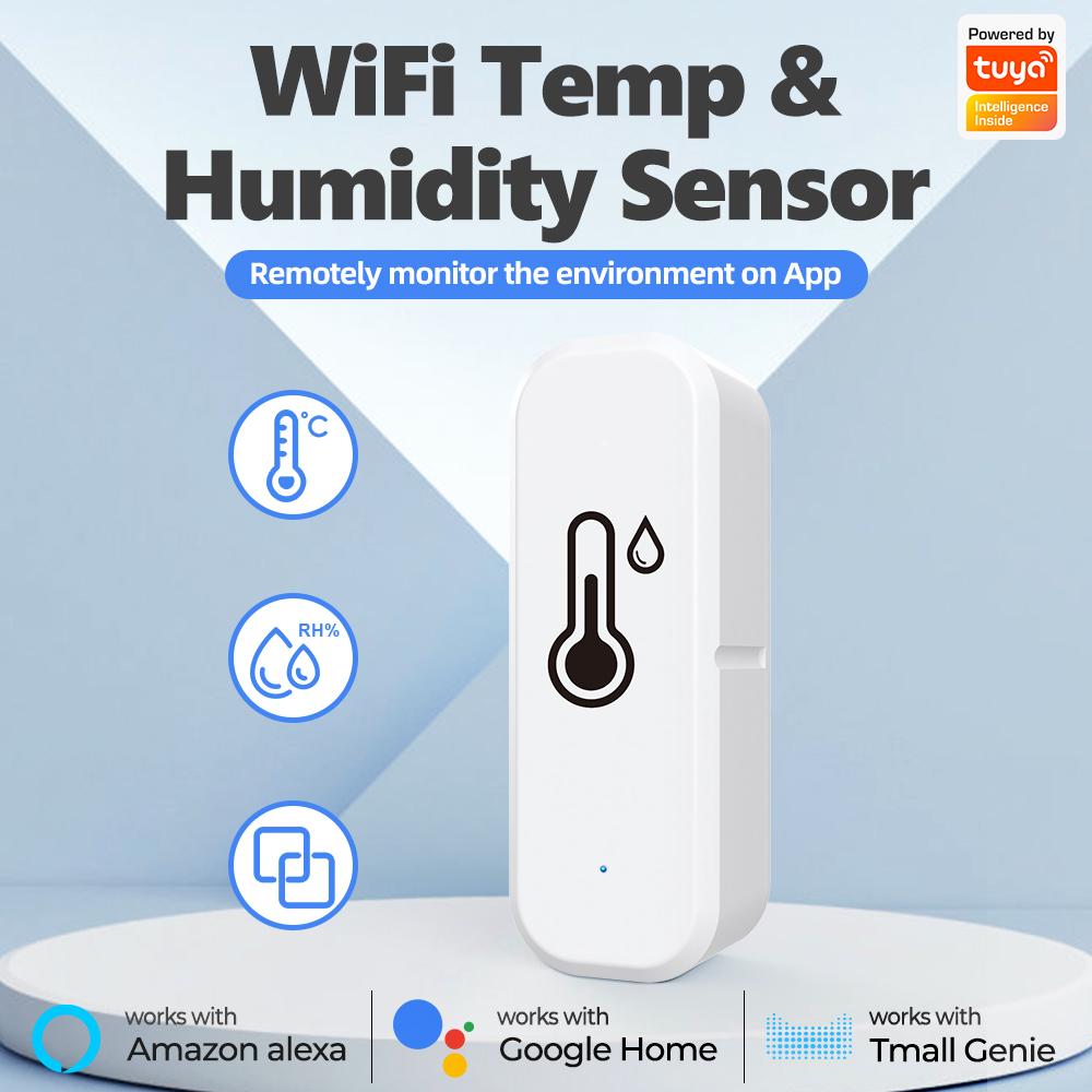 Tuya Wifi Cảm biến nhiệt độ và độ ẩm thông minh Máy dò nhiệt kế trong nhà Máy đo nhiệt độ Alexa Google Home Smart Life Voice Alarm