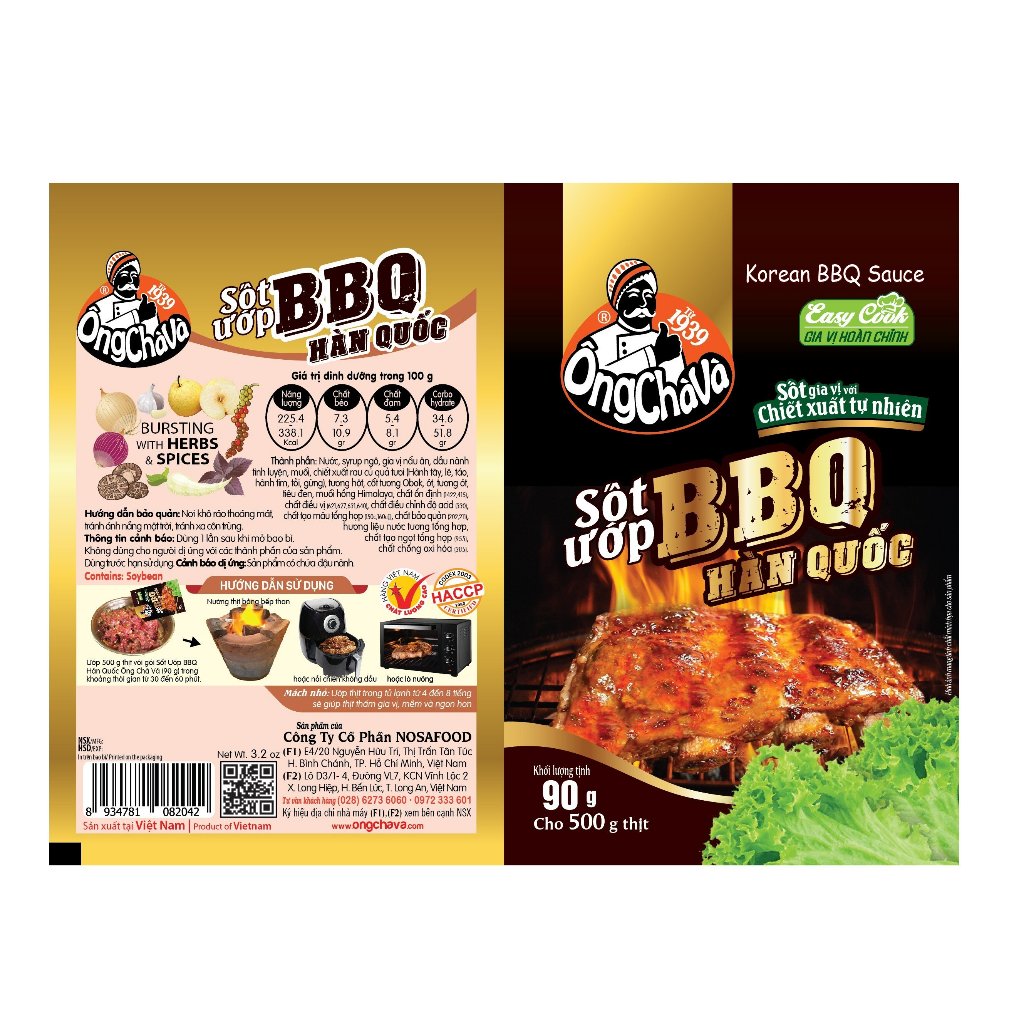 Lốc 15 Gói Sốt Ướp BBQ Hàn Quốc Ông Chà Và 90g (Korean BBQ Sauce)