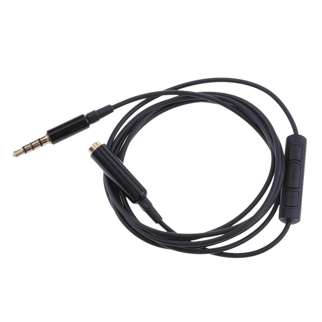 2x 3.5mm Male to Female Stereo with Remote & Mic Audio Cable Wire 1.2m Black