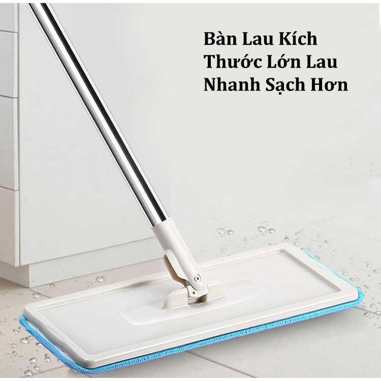 Bộ Cây Lau Nhà Thông Minh Kèm Thùng Vắt 2 Ngăn (Tặng Kèm 2 Miếng Lau) - Free Ship Toàn Quốc