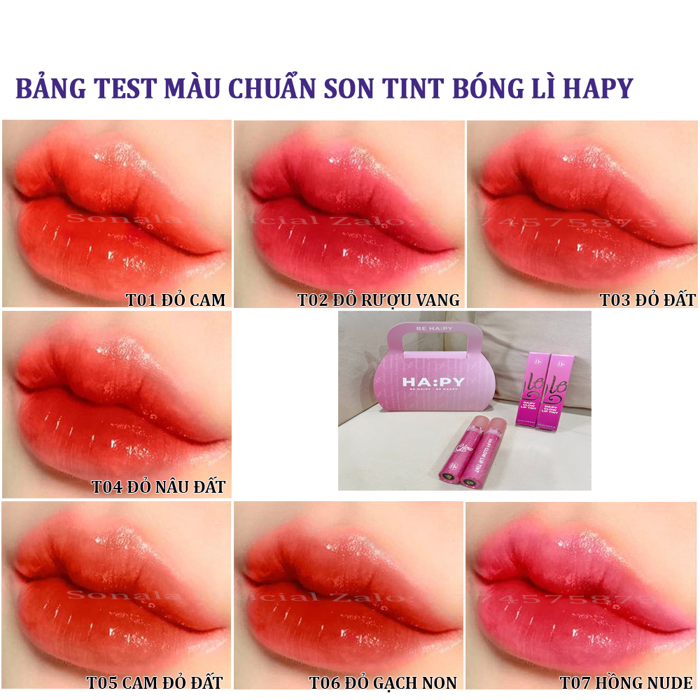 Son tint bóng lì Hapy Glow Lip Tint 3.5ml kháng nước lâu trôi không khô môi căng bóng