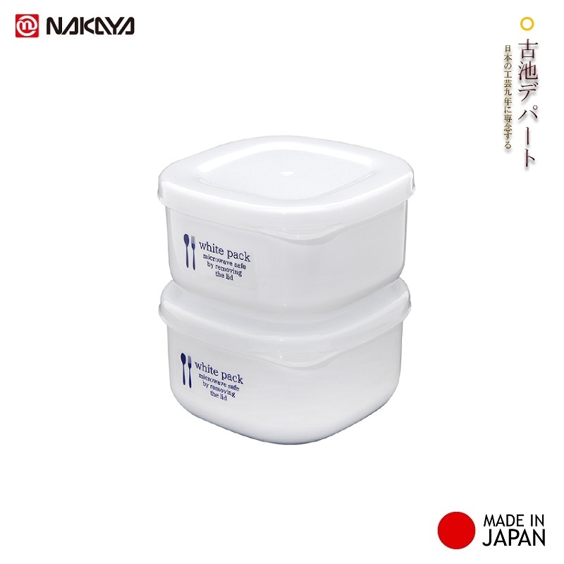 Hình ảnh Set 2 hộp hình vuông đựng & bảo quản thực phẩm White Pack 190ml thích hợp dùng trong lò vi sóng - MADE IN JAPAN