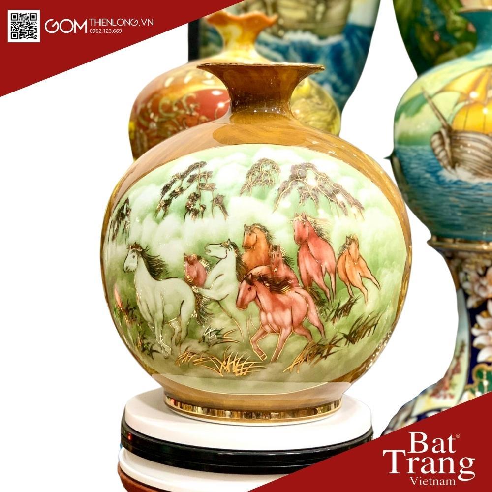 Bình Hút Tài Lộc Nhị Cảnh TBXG - MĐTC - Vẽ Vàng 3D - Bình Hút Lộc Bát Tràng - Gốm Thiên Long