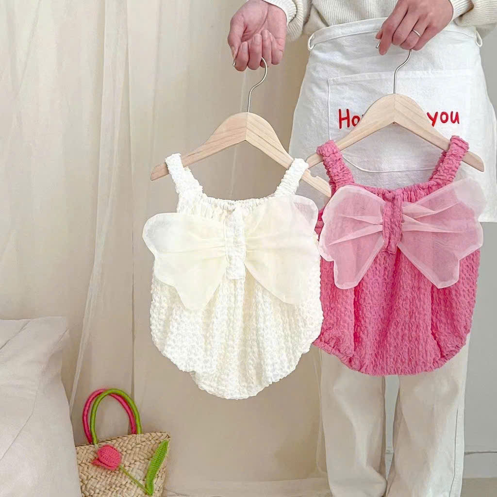 BODY 2 DÂY CÁNH BƯỚM ĐÍNH HOA CHO BÉ GÁI SƠ SINH 1 2 TUỔI
