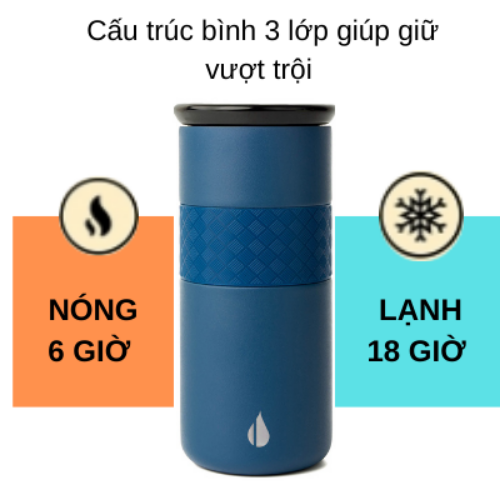 [ Hàng chính hãng – Thương hiệu Mỹ] Ly giữ nhiệt Artisan Elemental 480ml màu xanh navy, giữ nhiệt vượt trội, inox 304, FDA Hoa Kỳ, nắp sứ sang trọng