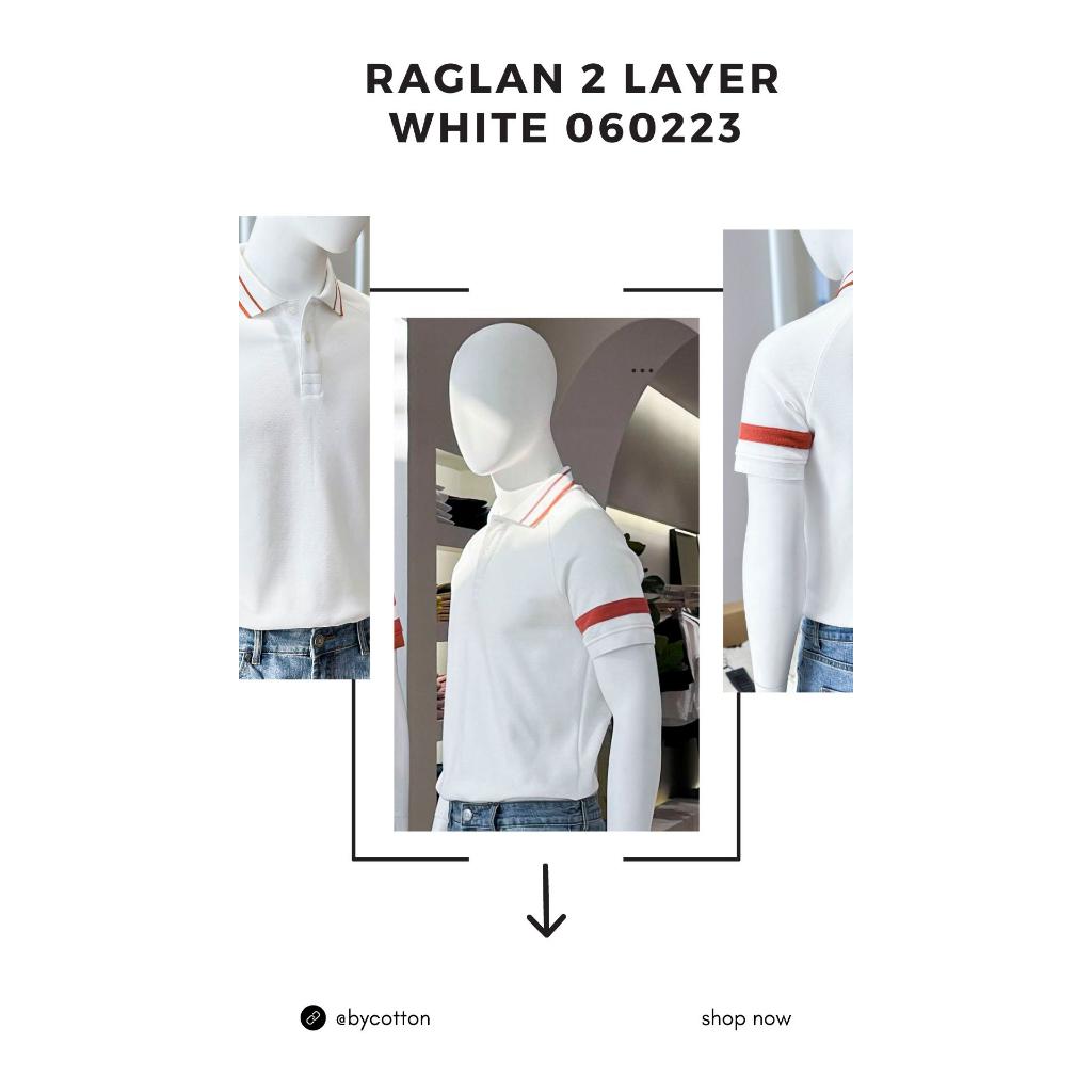 Áo Polo Nam Cao Cấp Có Cổ BY COTTON Raglan 2 Layer White 060223 Nam Tính, Thanh Lịch, Sang Trọng, Trẻ Trung