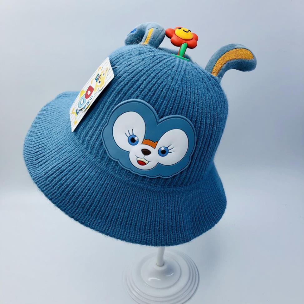 Nón cho bé, mũ bucket len hình thỏ con có dây đeo siêu cute - HOT