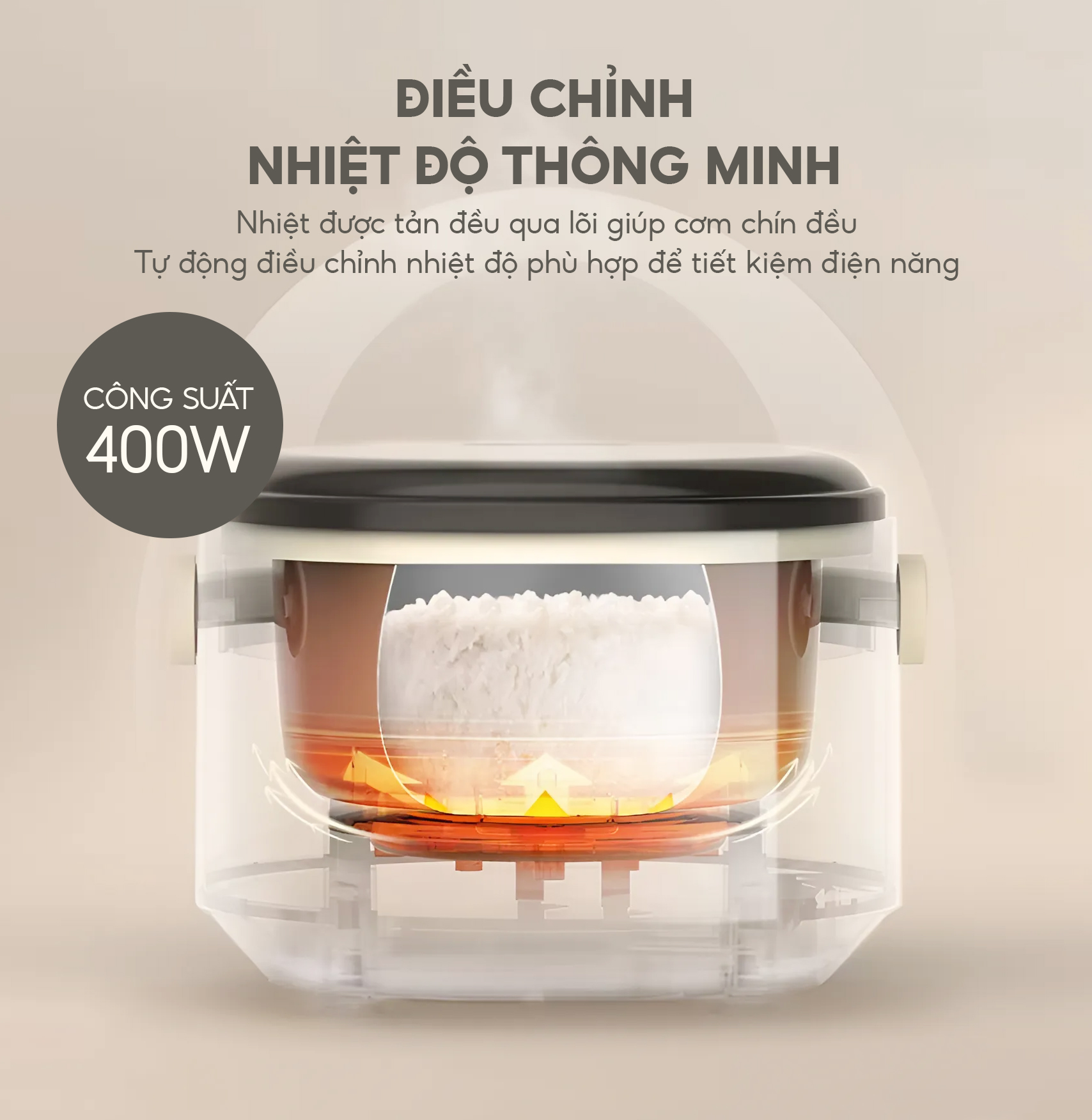 Nồi cơm điện tử LBL1612, 800ml nhỏ gọn, công suất 400W, lòng nồi chống dính, thiết kế trang nhã, bảo hành 2 năm - hàng chính hãng