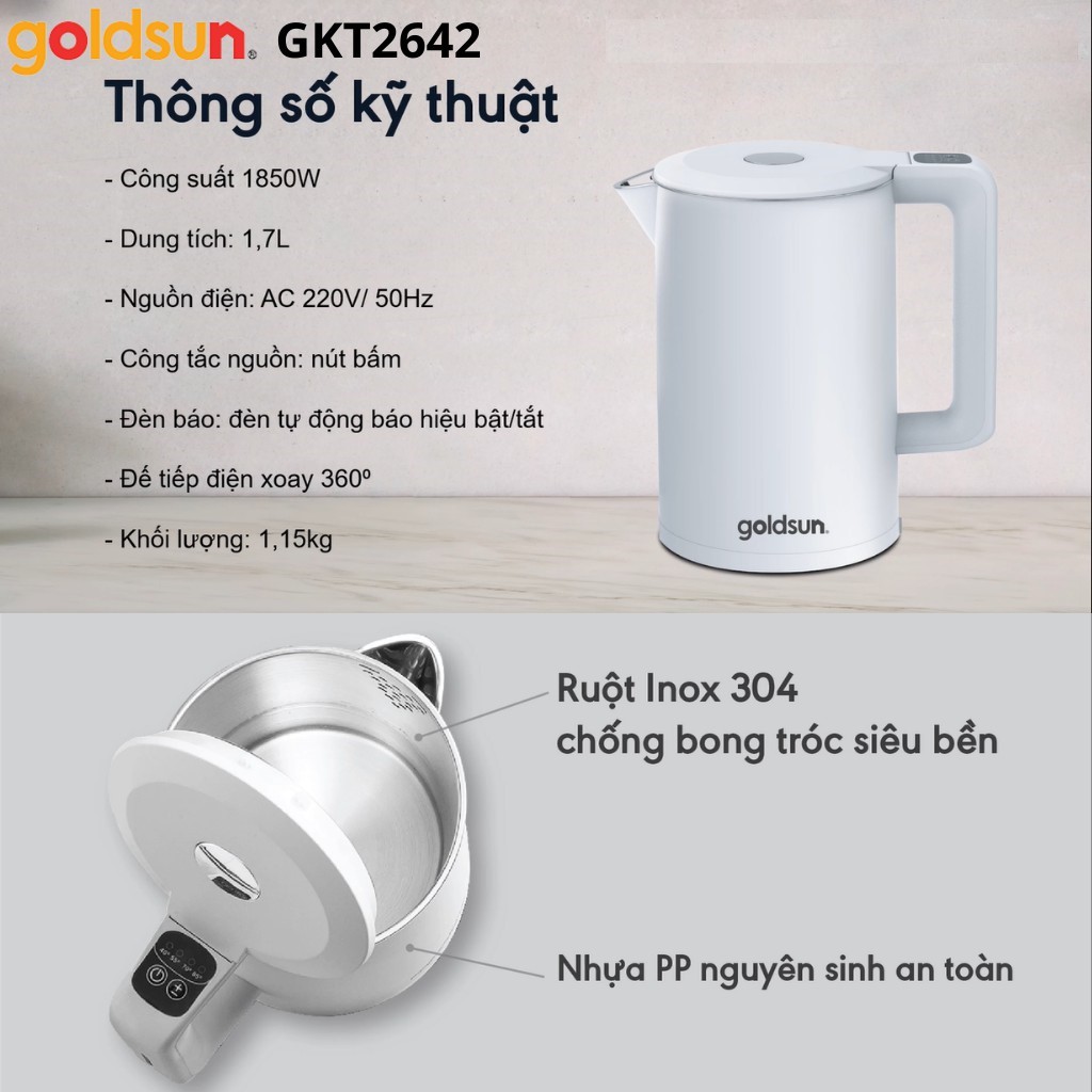 Ấm siêu tốc Goldsun GKT2642 - Hàng chính hãng