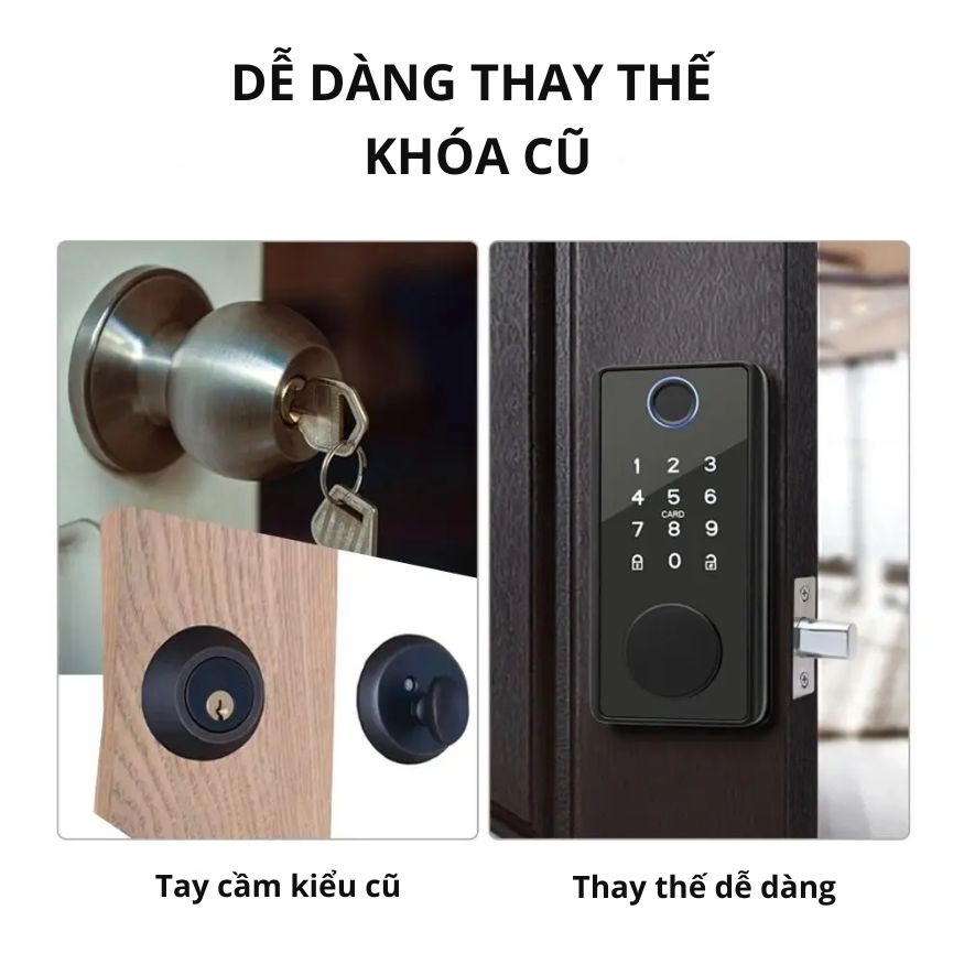 Khóa Cửa Thông Minh Kachi MK44 – Mở Khóa App Tuya + Vân tay + Chìa khóa + Thẻ từ + Mã số - hàng chính hãng