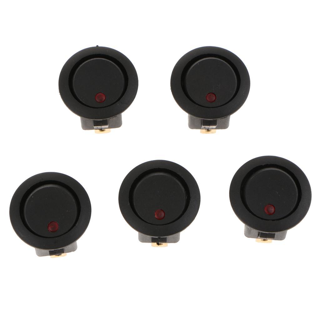 10Pcs 12V 16A On/off Toggle Switch 3PIN Dot Led light Car Truck Boat Round Rocker SPST Switch Mini Press Buttion-2 Color