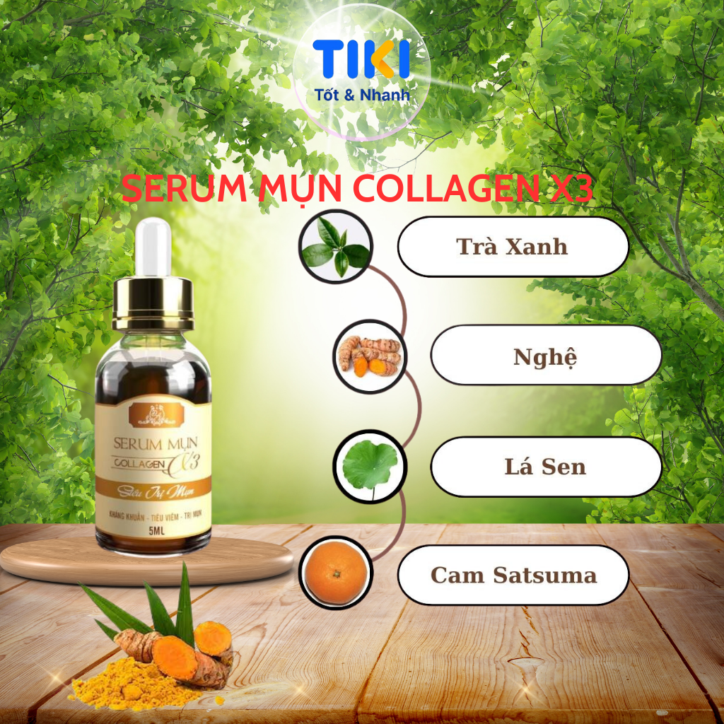 Serum Mụn Collagen X3 Serum Dưỡng Giảm Mụn Kiềm Dầu Đông Anh Chính Hãng 5ml