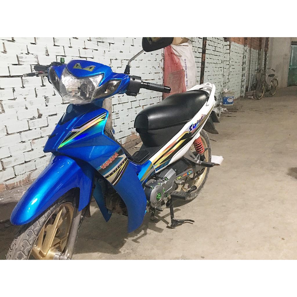 Tem sirius 110 xanh bạc đen crom