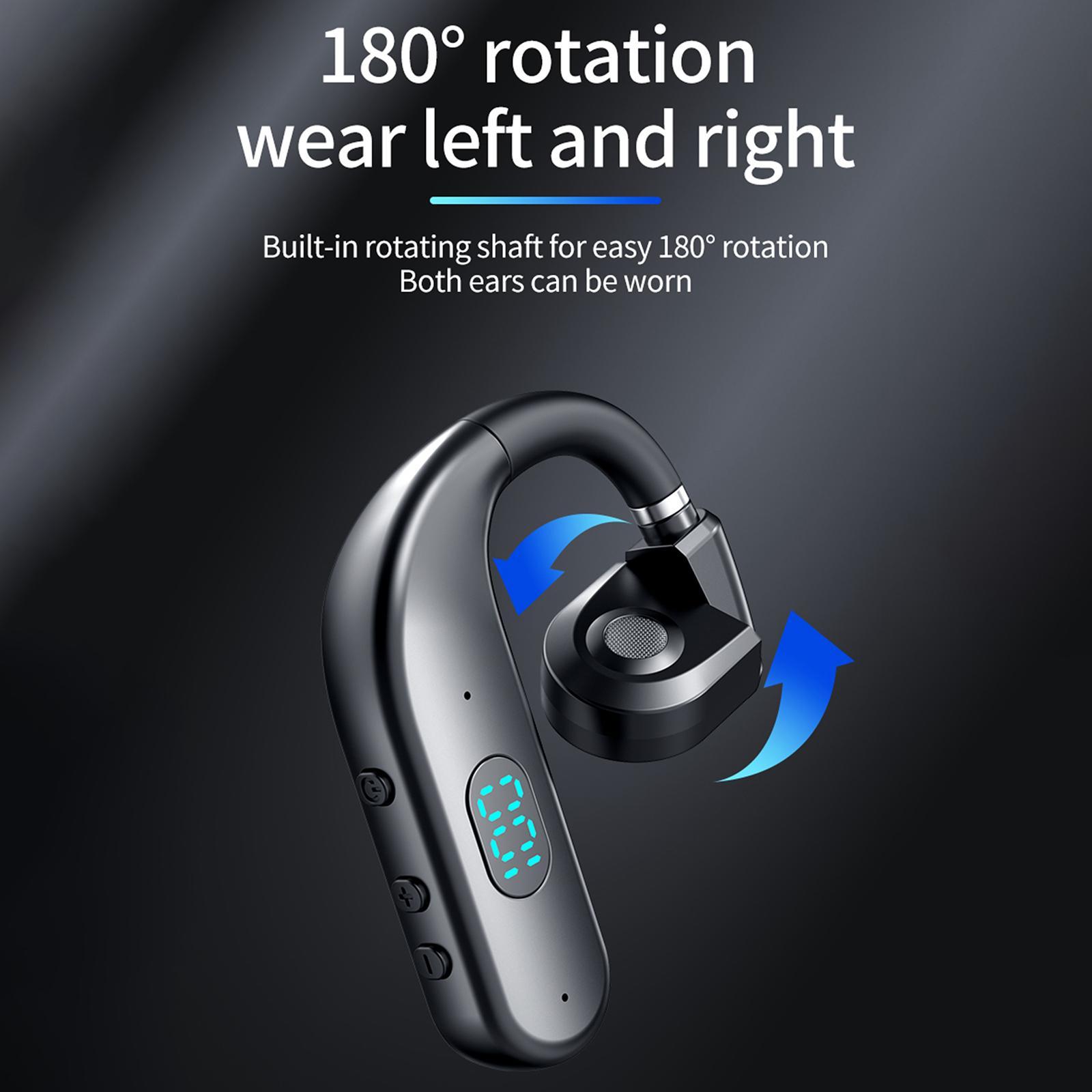 Single Ear Headphones Earbuds Earhook Noise Cancelling V5.3 Rotating Long Standby Time Ear Hook Headset Clip Cordless Headset for Gyms Office