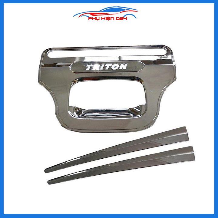 Ốp tay mở cốp mạ Triton 2019-2020-2021, 2016-2017-2018 hai màu đen, mạ crom trang trí xe chống va đập hiệu quả