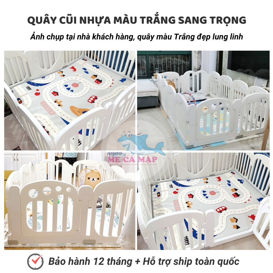 Quây cũi nhựa TẶNG KÈM 100 BÓNG VÀ 1 THẢM, quây cũi nhựa nguyên sinh an toàn