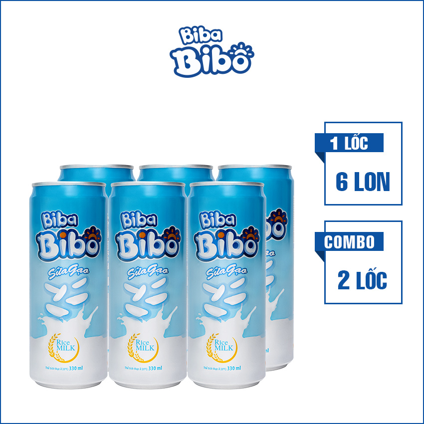 [Combo (12) lon 330ml] Bibabibo Sữa Gạo từ gạo ST25 ngon nhất thế giới, sữa hạt, sữa thực vật, tốt cho da, miễn dịch, giảm cân, tim mạch