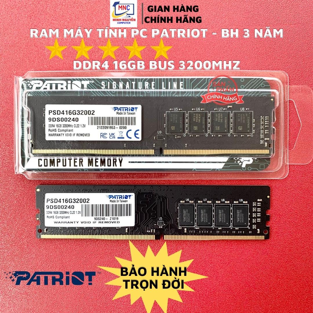 Ram PC DDR4 Patriot 8GB, 16GB Bus 3200 - Bảo Hành Trọn Đời - Hàng Chính Hãng