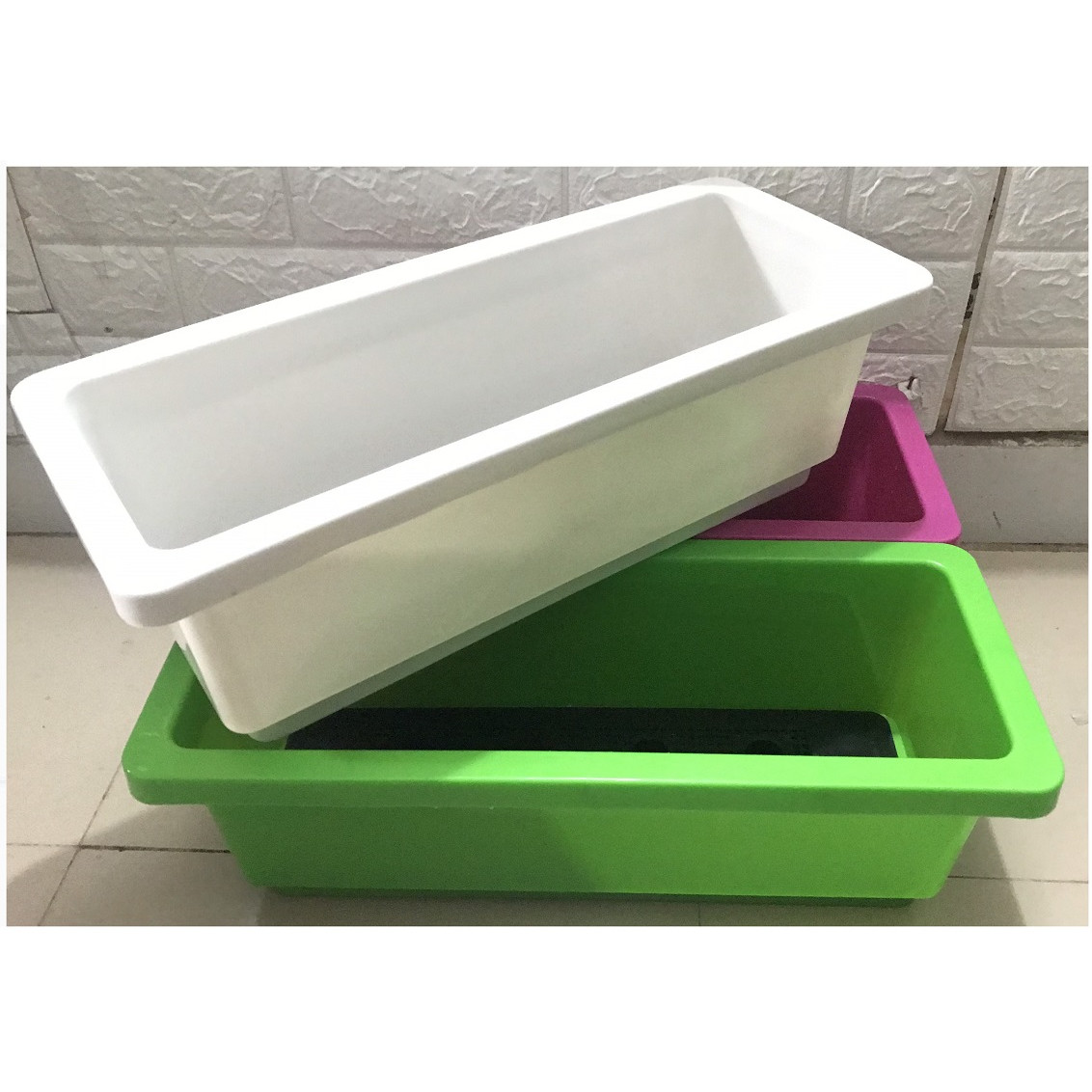 1 Chậu/ Khay/ Mánh Nhựa Trồng Rau, Trồng Hoa, Cây Cảnh Kích Thước 48X20X16CM - Nhiều Màu