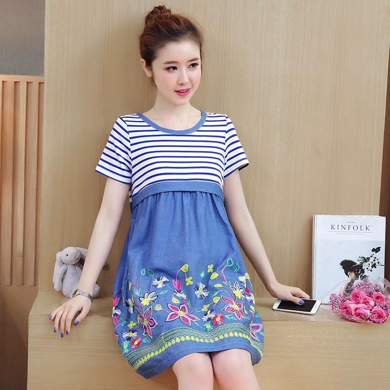 Đầm béo/ Váy béo size 2XL - Đầm bầu xanh vải thô