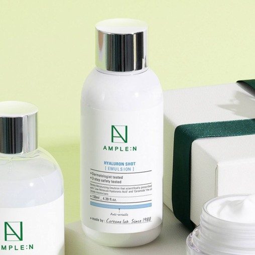 Sữa dưỡng da cải thiện nếp nhăn, cấp ẩm Ample:N Hyaluron Shot Emulsion 130ml