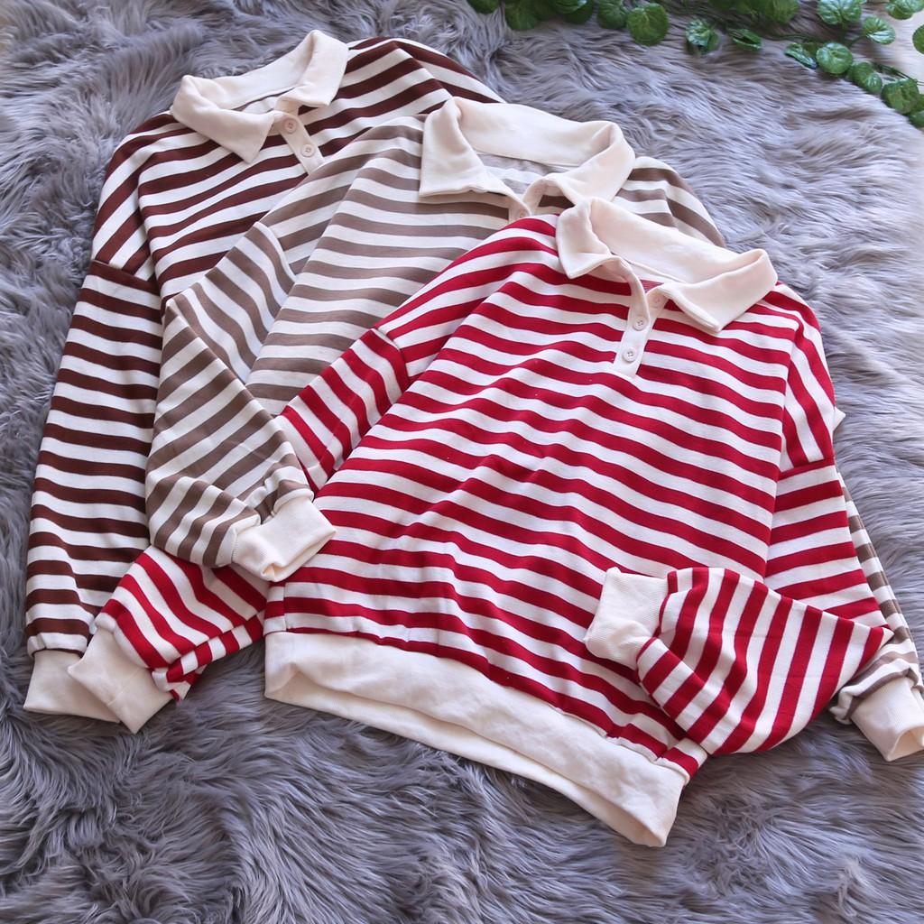ÁO SWEATER KẺ SỌC TAY BỒNG