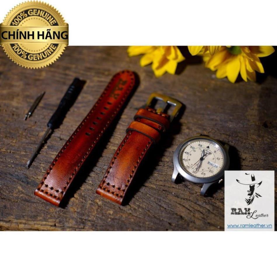 DÂY ĐỒNG HỒ DA BÒ THẬT – RAM PILOT NÂU SÁNG - HÀNG CHÍNH HÃNG RAMLEATHER .